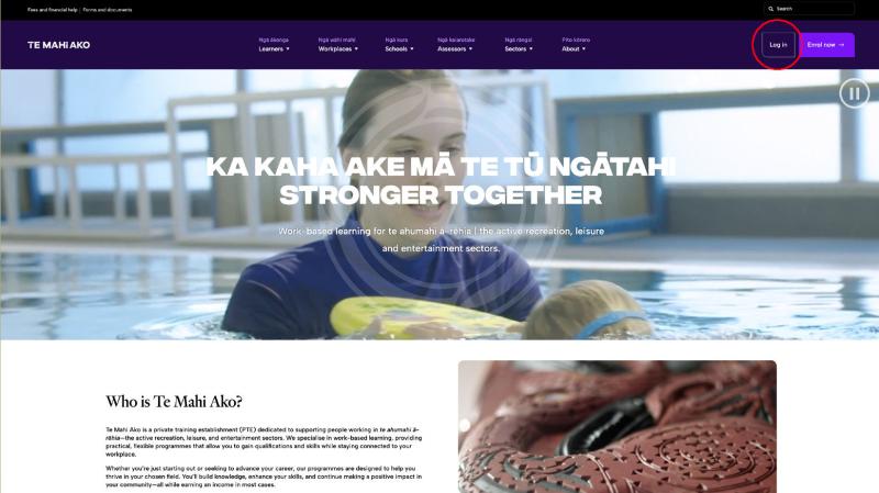 Login page