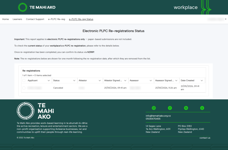 Re-registrations Status